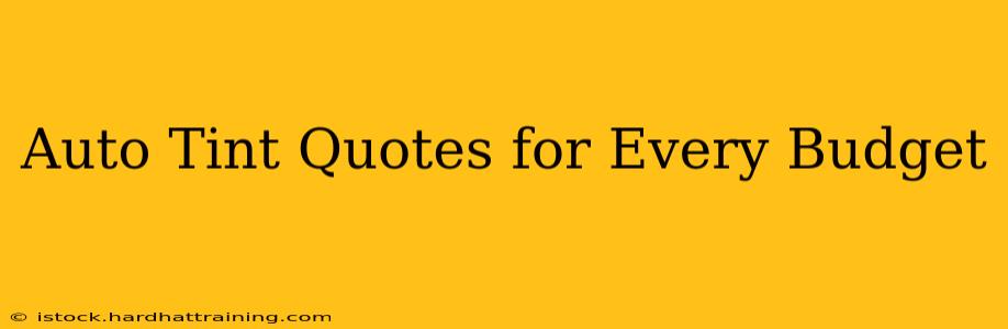 Auto Tint Quotes for Every Budget