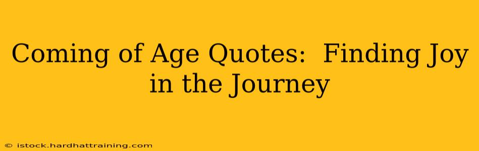 Coming of Age Quotes:  Finding Joy in the Journey