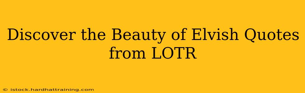 Discover the Beauty of Elvish Quotes from LOTR
