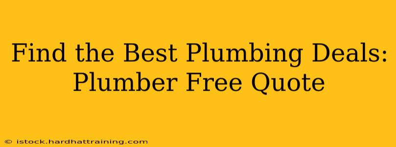 Find the Best Plumbing Deals: Plumber Free Quote