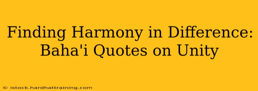 Finding Harmony in Difference: Baha'i Quotes on Unity