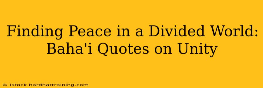 Finding Peace in a Divided World: Baha'i Quotes on Unity