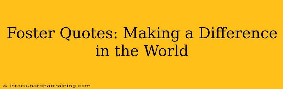 Foster Quotes: Making a Difference in the World