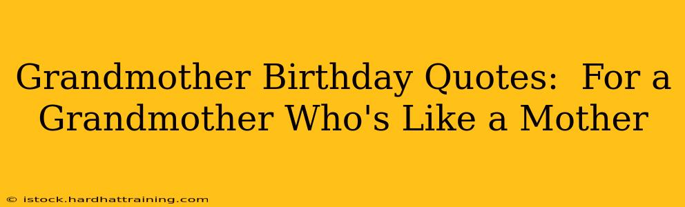 Grandmother Birthday Quotes:  For a Grandmother Who's Like a Mother