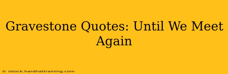 Gravestone Quotes: Until We Meet Again