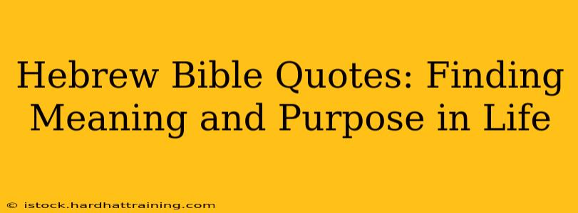 Hebrew Bible Quotes: Finding Meaning and Purpose in Life