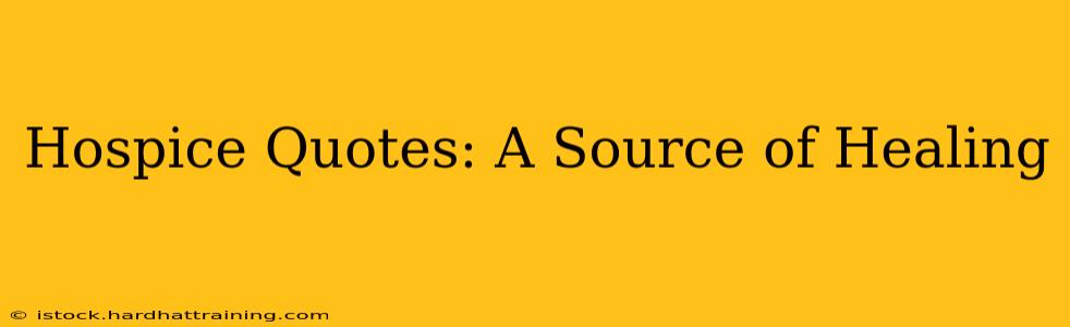 Hospice Quotes: A Source of Healing