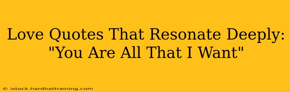 Love Quotes That Resonate Deeply: "You Are All That I Want"