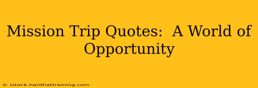 Mission Trip Quotes:  A World of Opportunity