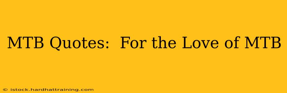 MTB Quotes:  For the Love of MTB