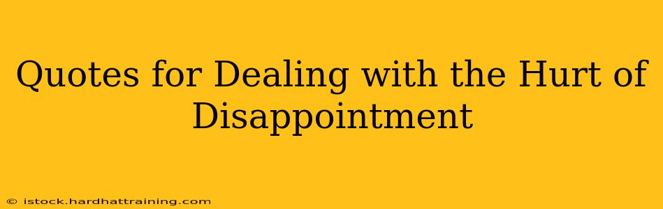 Quotes for Dealing with the Hurt of Disappointment