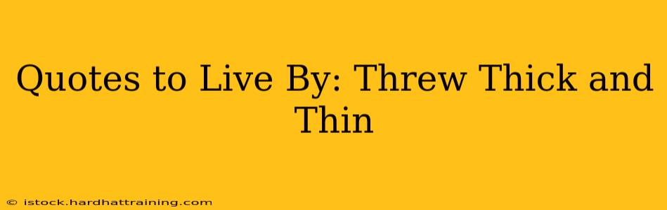 Quotes to Live By: Threw Thick and Thin