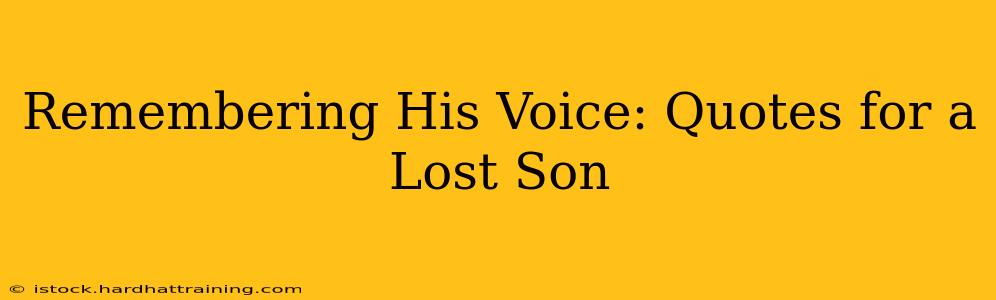 Remembering His Voice: Quotes for a Lost Son