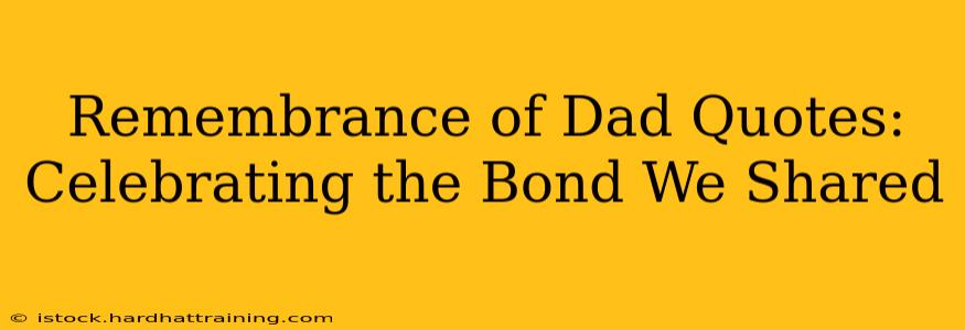 Remembrance of Dad Quotes: Celebrating the Bond We Shared