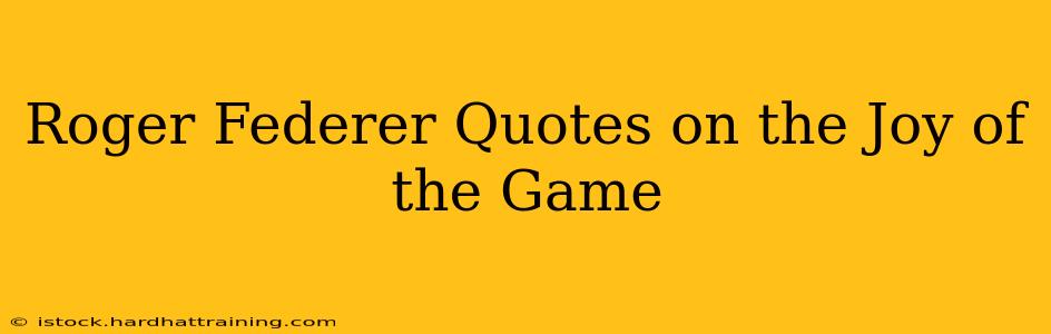 Roger Federer Quotes on the Joy of the Game
