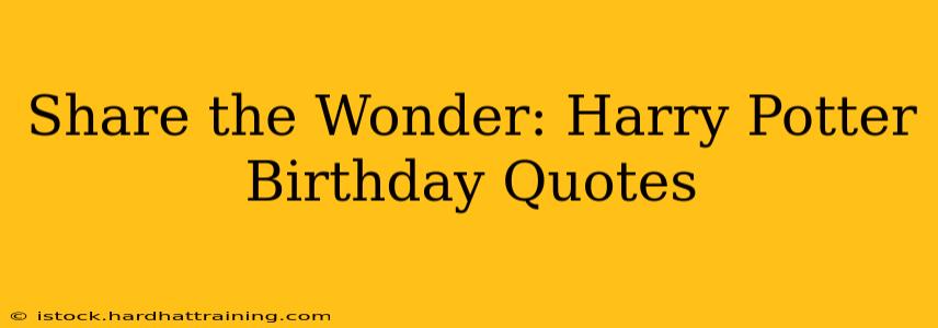 Share the Wonder: Harry Potter Birthday Quotes