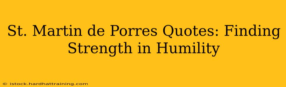 St. Martin de Porres Quotes: Finding Strength in Humility