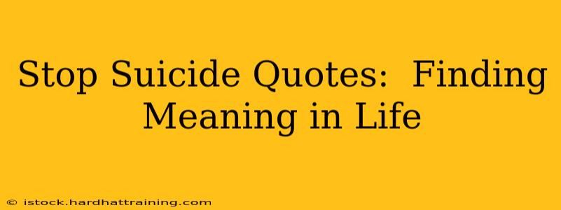 Stop Suicide Quotes:  Finding Meaning in Life