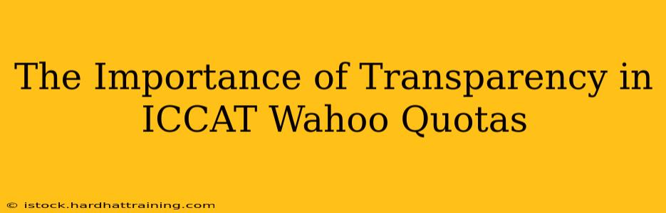 The Importance of Transparency in ICCAT Wahoo Quotas