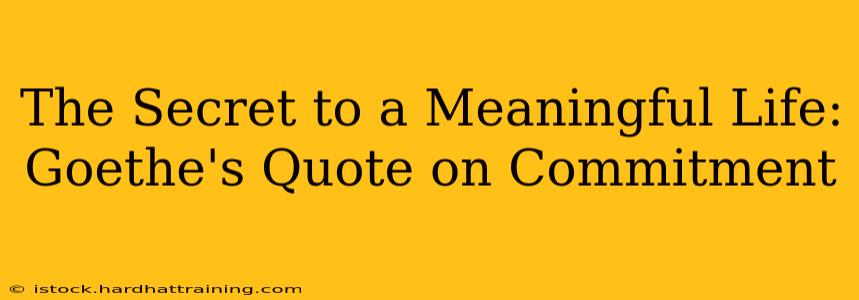 The Secret to a Meaningful Life: Goethe's Quote on Commitment