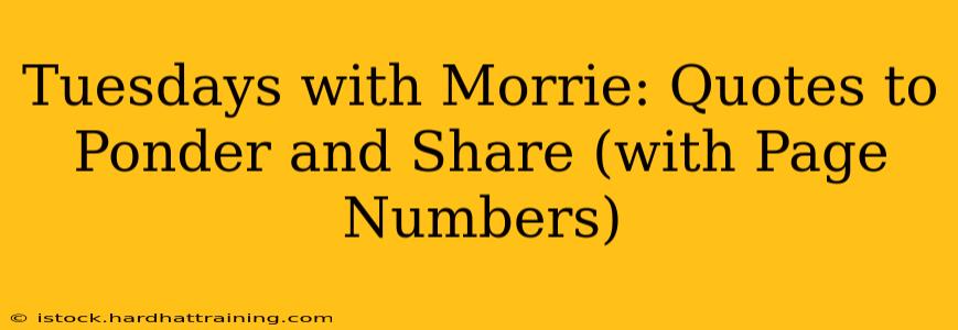Tuesdays with Morrie: Quotes to Ponder and Share (with Page Numbers)