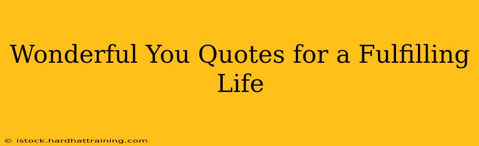 Wonderful You Quotes for a Fulfilling Life